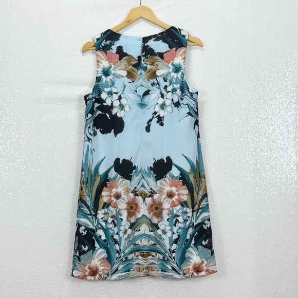 Signature by Sangria Floral Chiffon Shift   Dress - Blue Women’s Size 10 - Picture 2 of 9